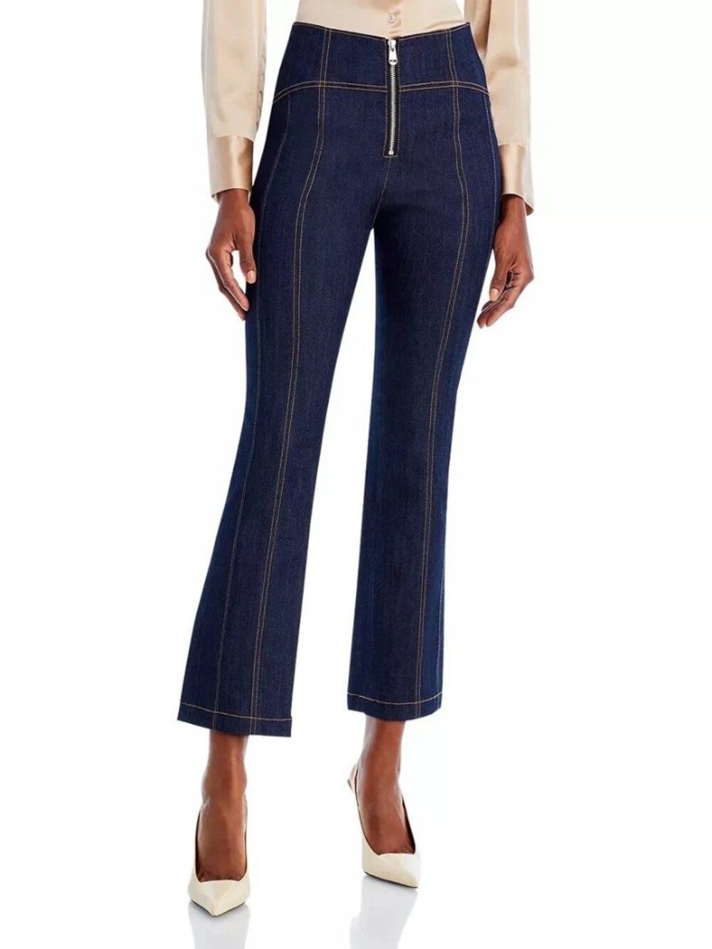 NEW NWOT! CINQ a SEPT 5a7 LOREN HIGH-RISE STRETCH DENIM STRAIGHT CROP PANTS sz 2